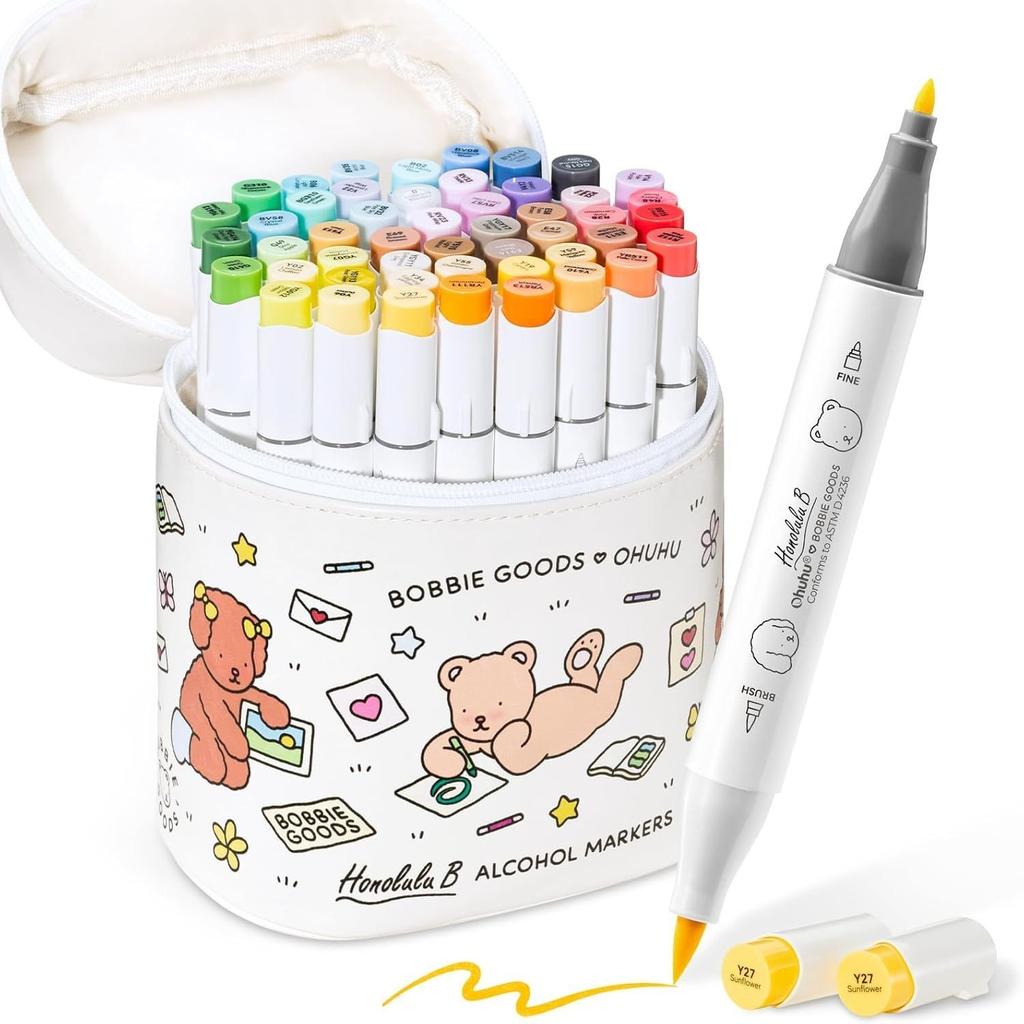 Иллюстрационные маркеры Ohuhu x Bobbie Goods с тонким наконечником, 48 цветов, серия Honolulu B