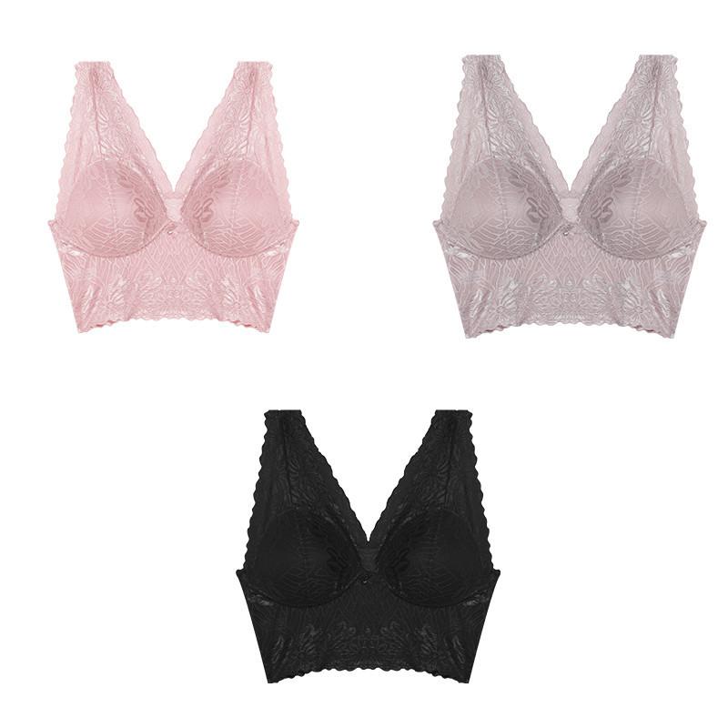 FINETOO Кружевной бюстгальтер для женщин, нижнее белье со сборками для женщин, однотонное и мягкое нижнее белье
