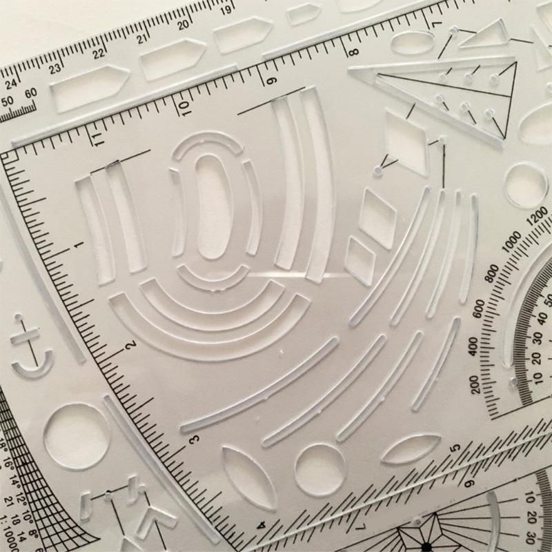 NATO Drawing Template Military Map Marking Drafting Stencil Designing Template Measuring Ruler Military Maps with Guide