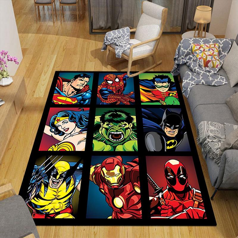 1Pc Superhero Adventures Rug, Office Carpet Indoor Outdoor Doormat, Non-Slip Soft, Living Room, Christmas Halloween Gift M929388