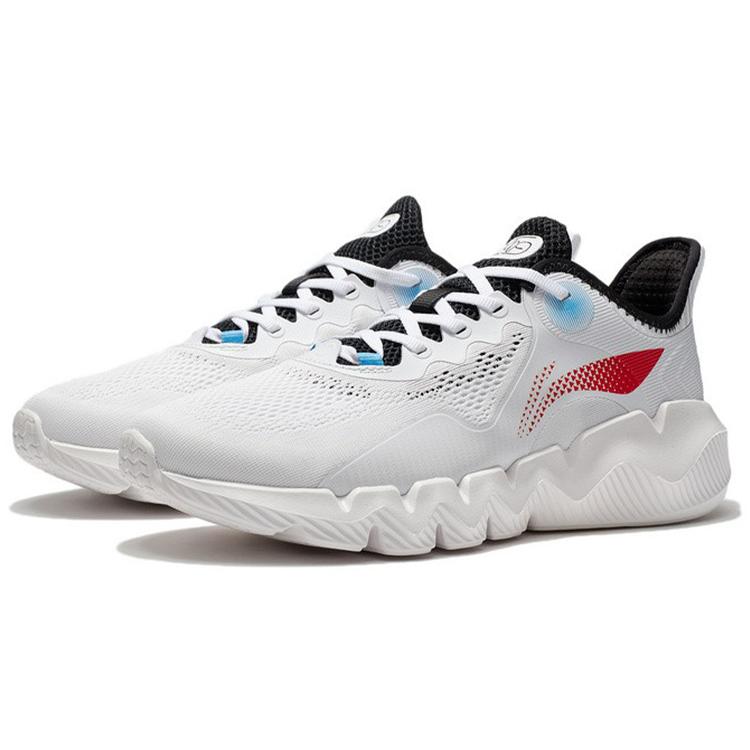 Li Ning Fabric Cushioning Slip Resistant Abrasion Resistant Low top Casual Shoes Men's White AGLS023-3