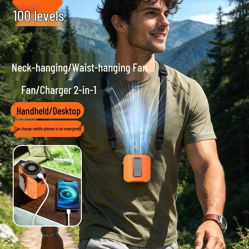 Portable High-Speed Waist & Neck Cooling Fan with Digital Display
