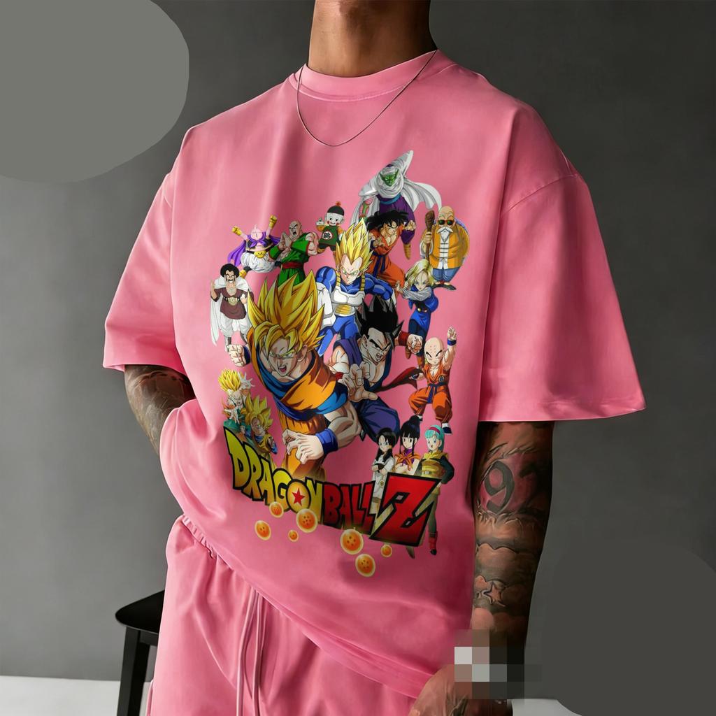 New Arrival Dragon Ball Z Oversized Nostalgia T-shirt Full Character Cast Retro Graphic Print 100% Cotton Casual Tee