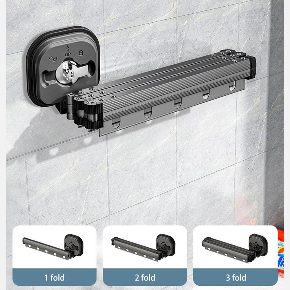 Wall Mounted Retractable Clothes Hanger Space Saving Clothing Storage Shelf Household