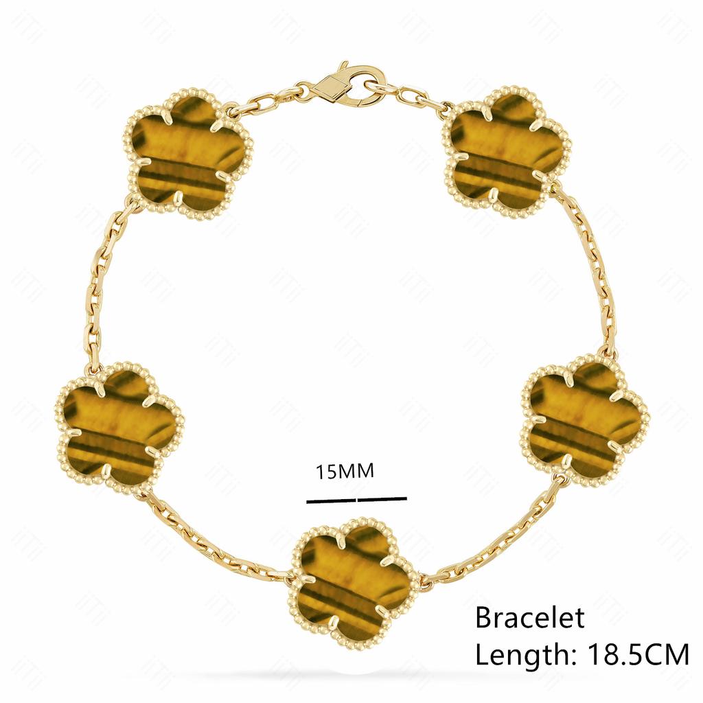 High-quality Fashion Brand Gold Silver Lucky Flower Clover Mother-of-pearl Bracelet Women's Natural Gem Hot Sale