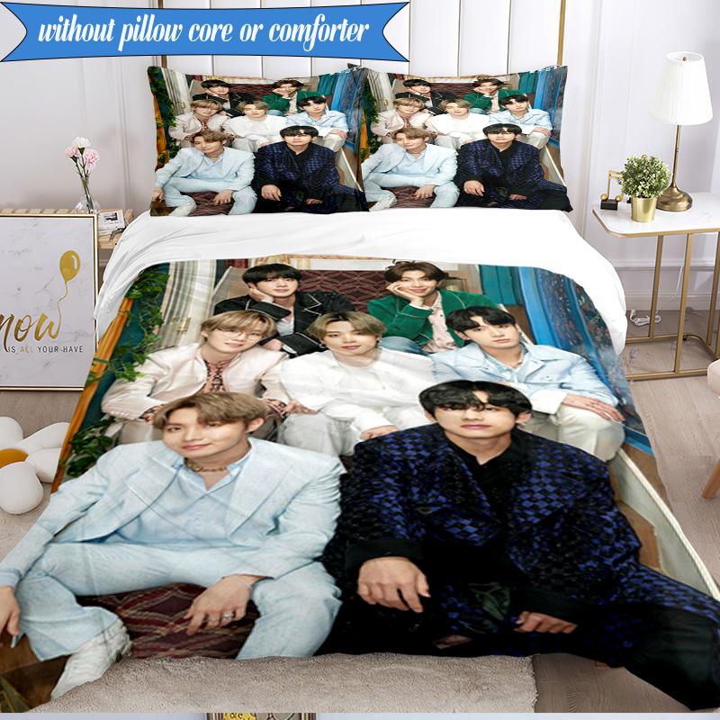 K-pop music group 3pcs K-pop music group Bedding set,Ideal for Bedroom, Dormitory,Including Duvet Cover And 2pcs Pillowcases,Fan gifts