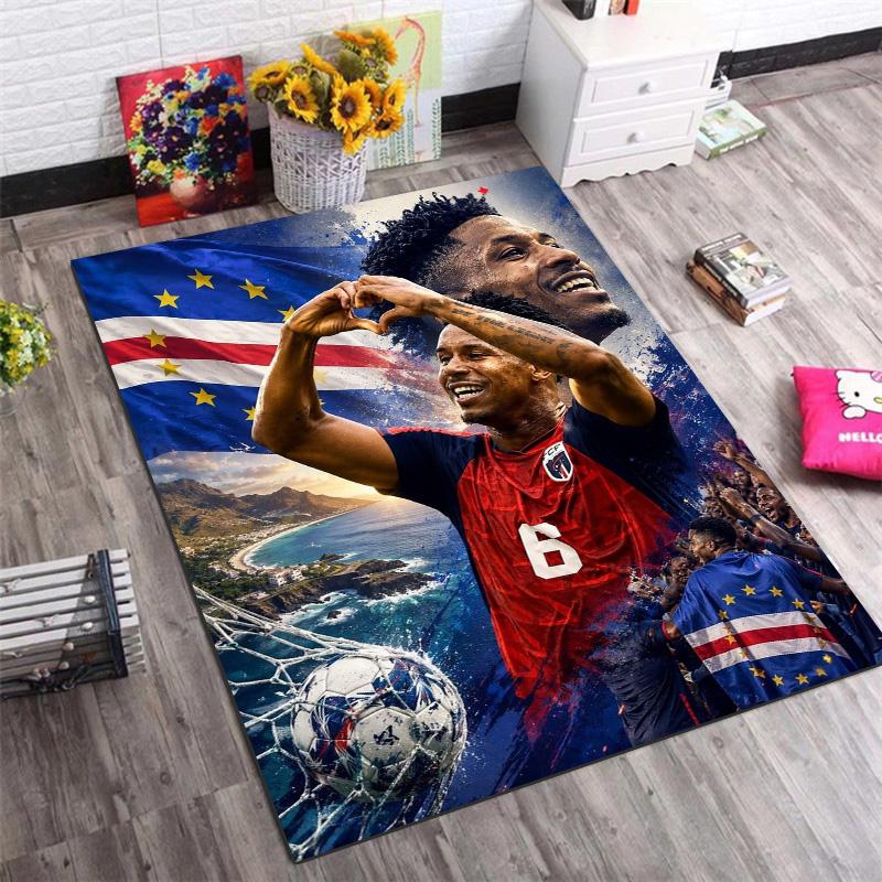 Football Player National Flag Sports Print Area Rug, Athletic Decorative Floor Mat for Living Room Bedroom Home Decor