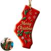 State Pride Christmas Pendant Merry Christmas In Golden Fonts U.S. States Patterns Holly Leaves Berries Snowflakes Xmas Ornament