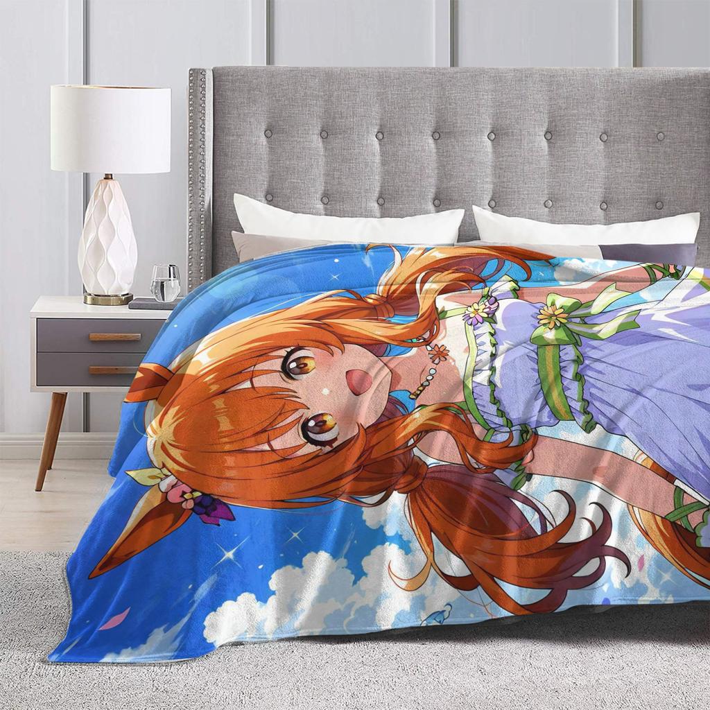 Umamusume Pretty Derby Mayano Top Gun Blanket Fleece Print Multi-function Super Warm Throw Blankets for Sofa Office Bedspreads