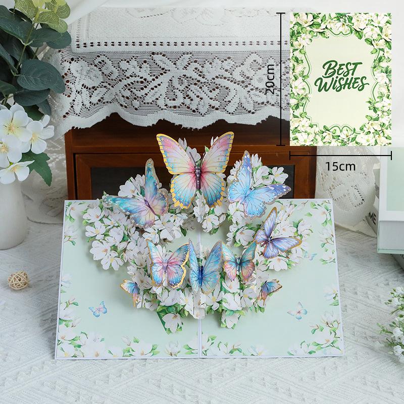 3D Pop-Up Открытка с Цветами, Колибри, Бабочкой, Всплывающая Открытка, Пустой Блок для Записей, День Рождения, День Матери, Годовщина, Все Случаи
