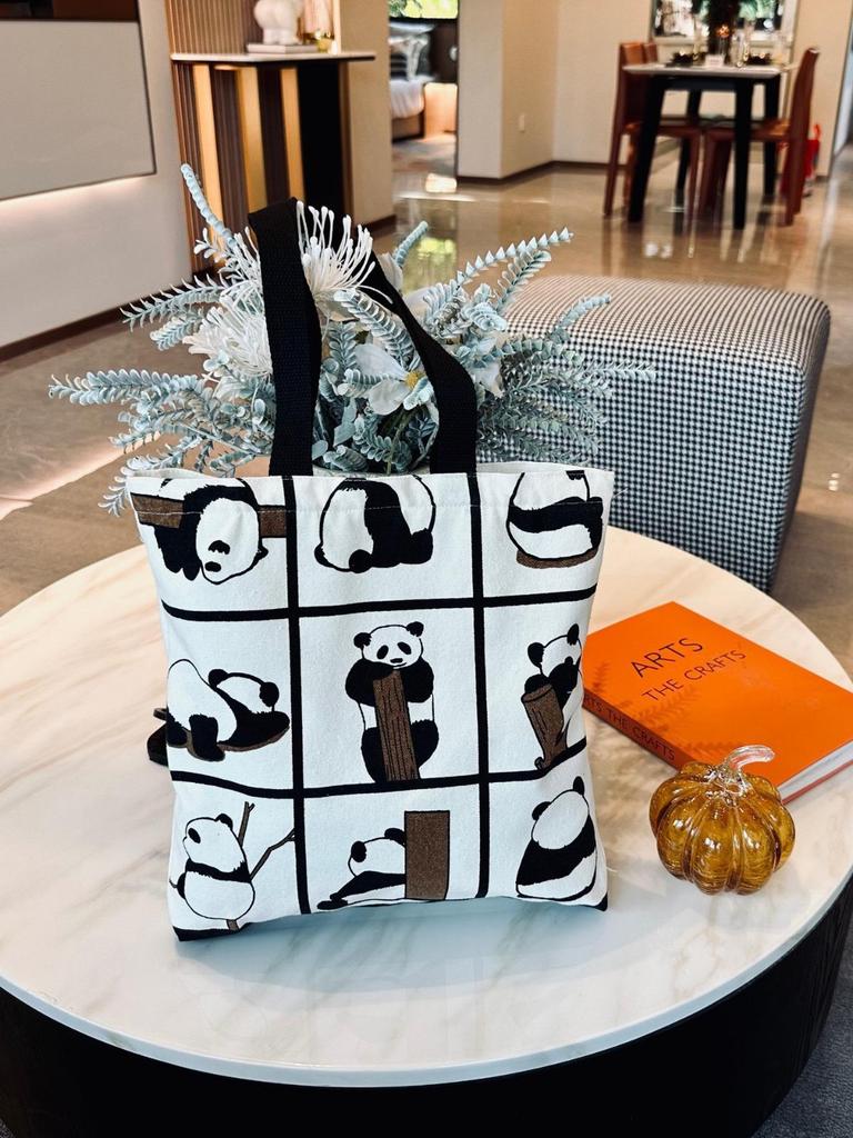 Холщовая сумка-тоут большой вместимости Panda для студентов и профессионалов