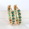 Elegant Green Cubic Zirconia Hoop Earrings Small Round Stone Earrings for Women Vintage Gold Color Wedding Jewelry Gift