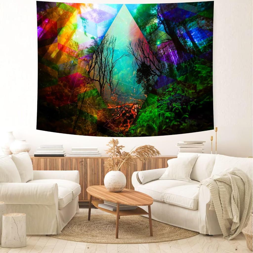 Delur Forest Tapestry Tree of Life Tropical Rainforest Tapestry Wall Hanging Colorful Nature Landscape Mystical Psychedelic Spiritual Headboard for