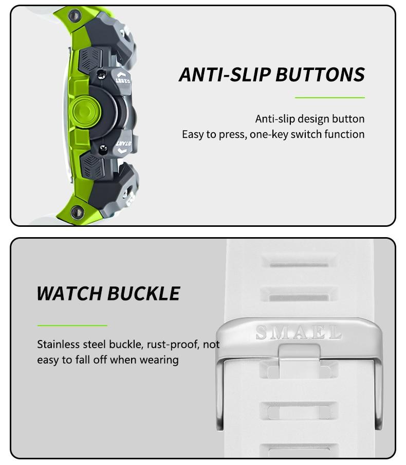 SMAEL Цифровые часы, военные наручные часы, светодиодный секундомер, будильник, мужские часы с большим циферблатом, 8050, модные спортивные часы, водонепроницаемые