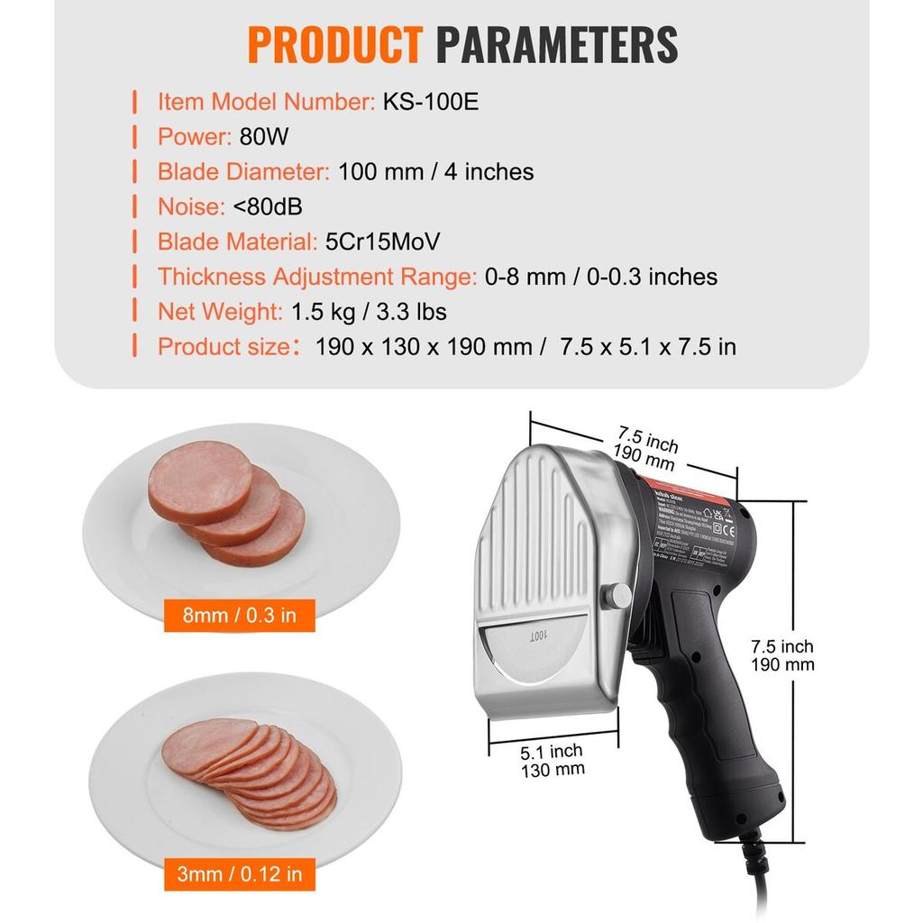 Electric Shawarma Knife Turkish Doner Kebab Meat Gyro Cutter with 2 Blades