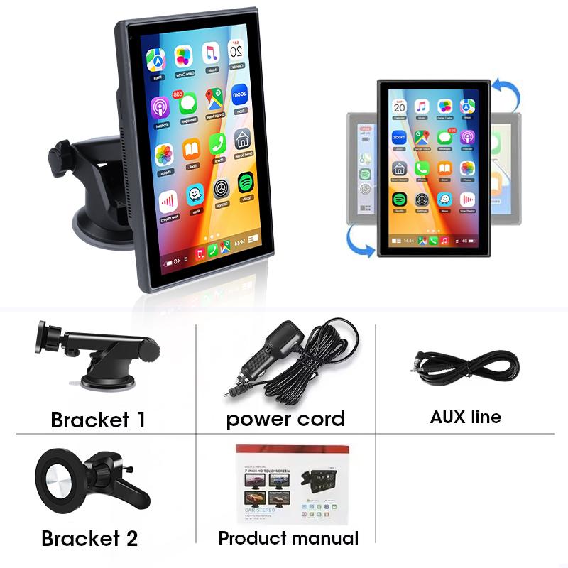 Jansite 7" Portable Multimedia Player Carplay AI Screen IPS Screen GPS Navigation Bluetooth Support Horizontal/Vertical Screen