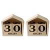 Perpetual Calendar - GRAINE CREATIVE - Wooden House - 73 X 78 X 34 Mm - Beige - Unisex