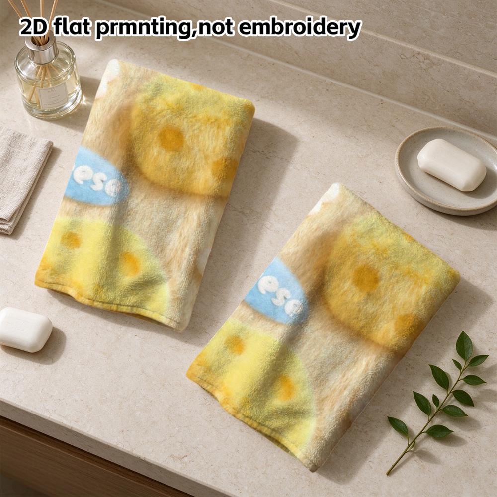 Cheese Pattern Bath Towel, Absorbent Quick Dry Towel, Yellow Plush Cheese Cute Towel