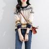 2022 Autumn And Winter Fashion New Round Neck Long-sleeved Contrast Sweater Women Loose Knit Pullover Blouse All-match