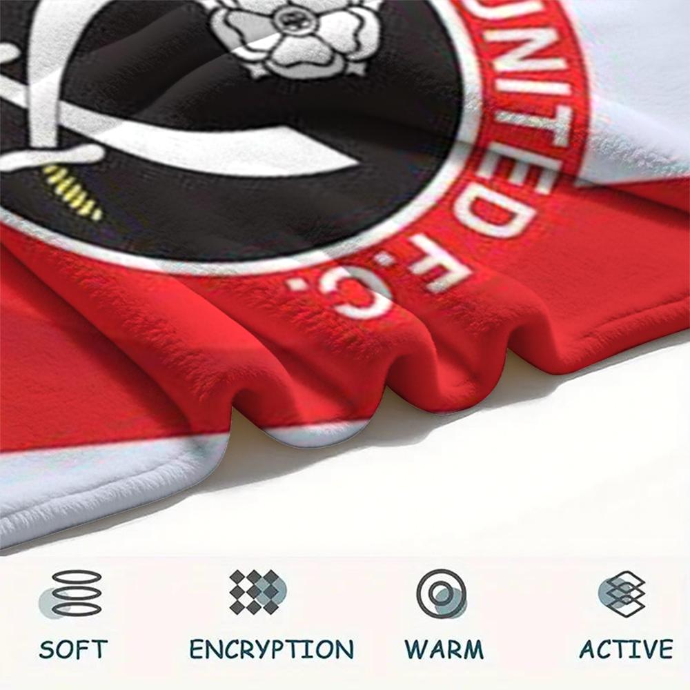 1Pc Sheffield United FC Print Flannel Blanket, High quality Comfortable for All Seasons, Home Decor, Warmth and Comfort, Perfect for Christmas GiftS