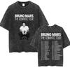 Бруно Марс The Romantic Tour 2026 Винтажные выстиранные футболки Мужские Женские Панк Готика Мода Хлопок Короткий рукав Футболка Уличная мода