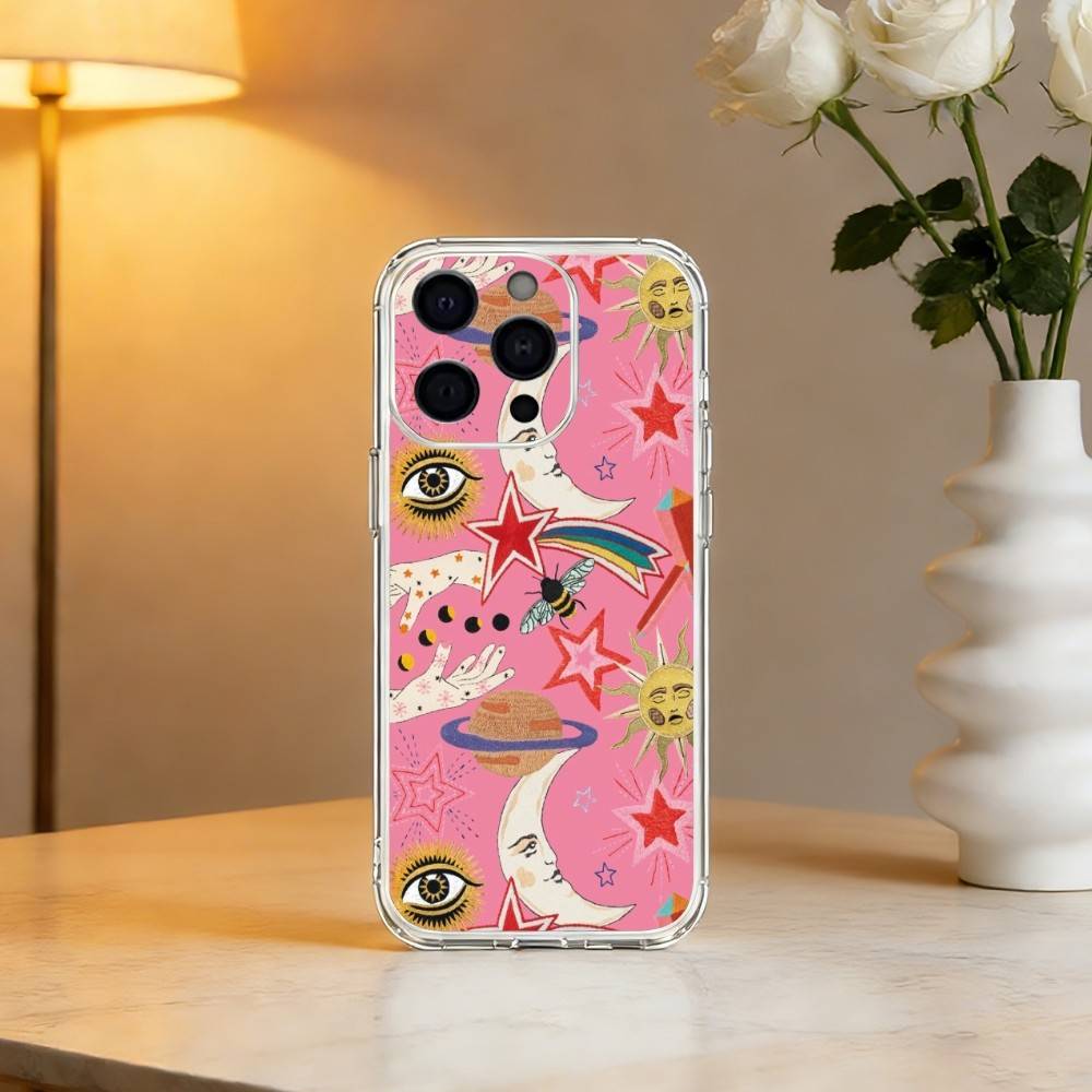 Чехол для телефона S-Солнце Луна S-Звезды Для iPhone 17 16 15 14 13 12 11 Mini Pro Max Plus Прозрачная крышка