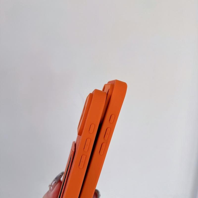 Orange Color Card Holder Leather Case For iPhone 17 Air 16 E 15 14 13 12 Mini 11 Pro X XR XS Max 7 8 Plus SE Wallet Pocket Cover
