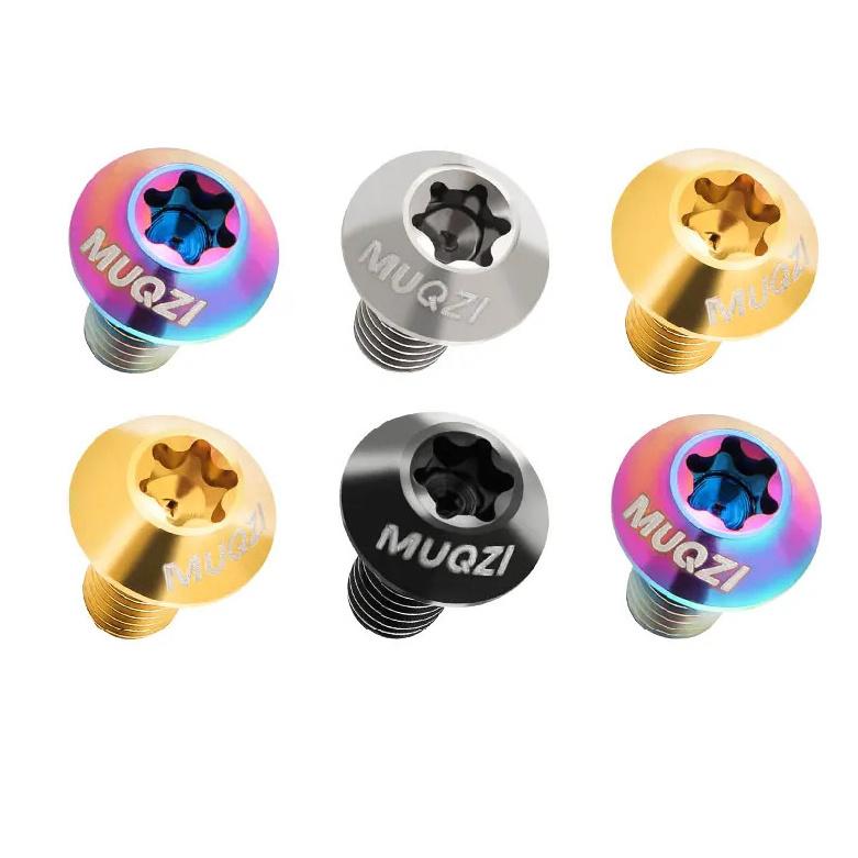 MUQZI 6PCS Titanium Screw M5 x 10mm Bike Disc Brake Rotor Bolts MTB Bicycle Ultralight Titanium Alloy T25 Torx Rotor Bolts