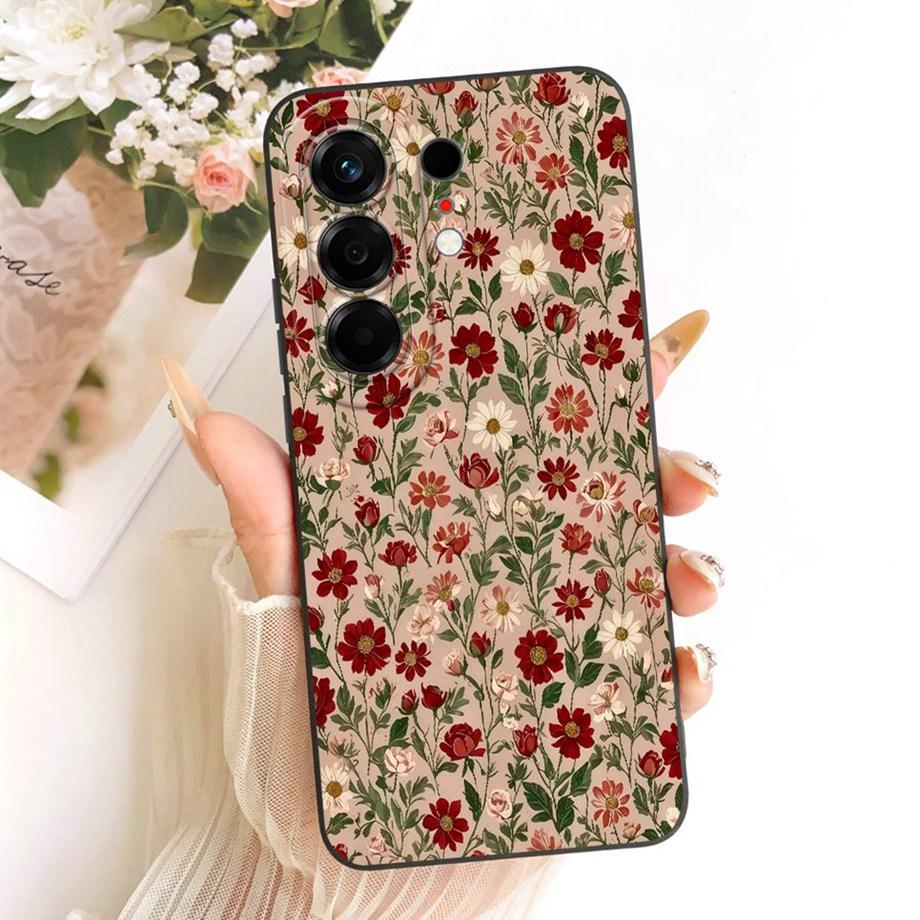 Чехол для телефона Tecno Camon 50 4G CN5 Цветочный Ромашка Эстетика Лунная Ночь Бант Узор Funda Мягкий Матовый Силикон Задняя Крышка Canom50