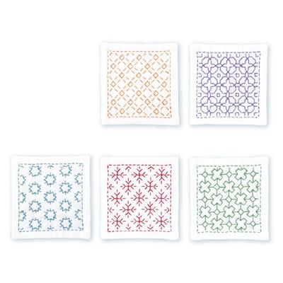 Sashiko Thread Coaster Kit Pieces Per White [Thin] Single-Stitch (5 Set) SK-421 OLY-SK421