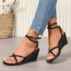 Women Wedges Sandals Fashion High Heels Open Toe Beach Shoes Summer New Brand 2025 Trend Walking Slides Slingback Zapatos Mujer