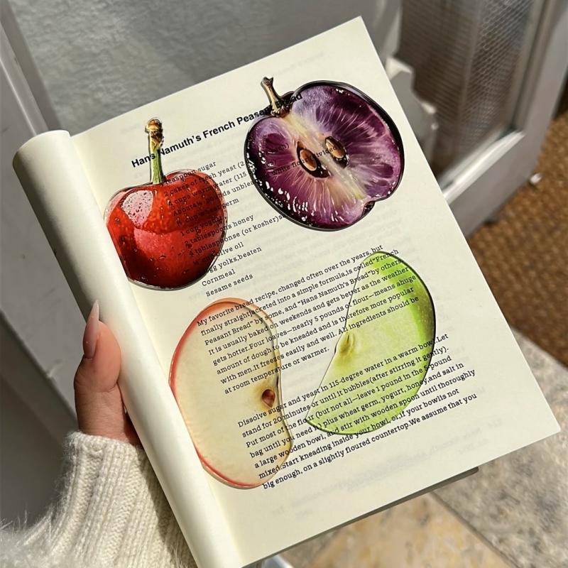 Милая акриловая закладка-долька фрукта, имитация яблока, арбуза, лимона, прозрачная закладка для чтения, аксессуар, детский подарок