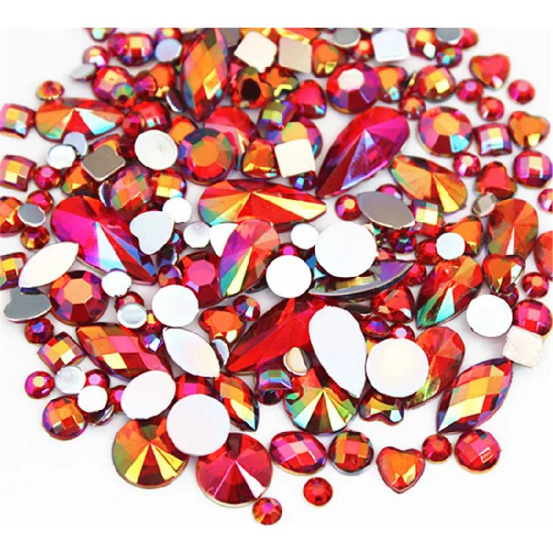 Mixed Bag About 300pcs Crystal Clear AB 3D Nail Art Rhinestones DIY Non Hotfix Flatback Acrylic Stones For Face Decorations