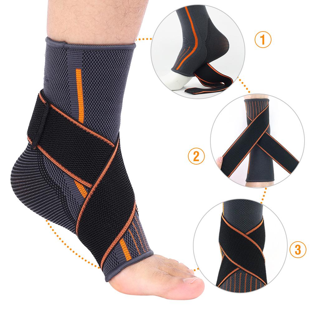 Ankle Support Brace Compression Breathable Foot Elastic Guard Strap (L for Man)
