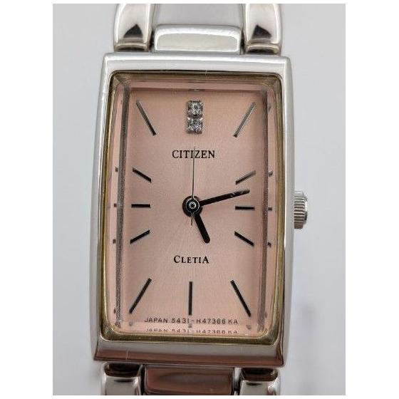 Used CITIZEN CLETIA 5431-H18881 Watch Analog Quartz New Battery Replaced Operation Confirmed