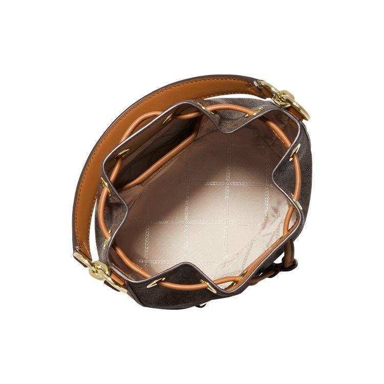 Michael Kors Mk Devon Classic Monogram Color Block Leather Shoulder Crossbody Bag Small Women Bags Dark-Brown Acorn-Brown 32S2GDVC0B-252