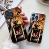 Тигр с кончиком зуба подходит для iPhone17ProMax металлическая краска стекло защитный чехол для мобильного телефона всесторонний 15/16 мелкие отверстия