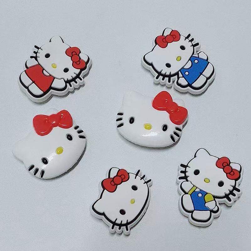 6Pcs/Set Sanrio Hello Kitty Bowknot Diy Sandal Charms Sweet Cute Cartoon Pvc Garden Shoes Buckle Accessories