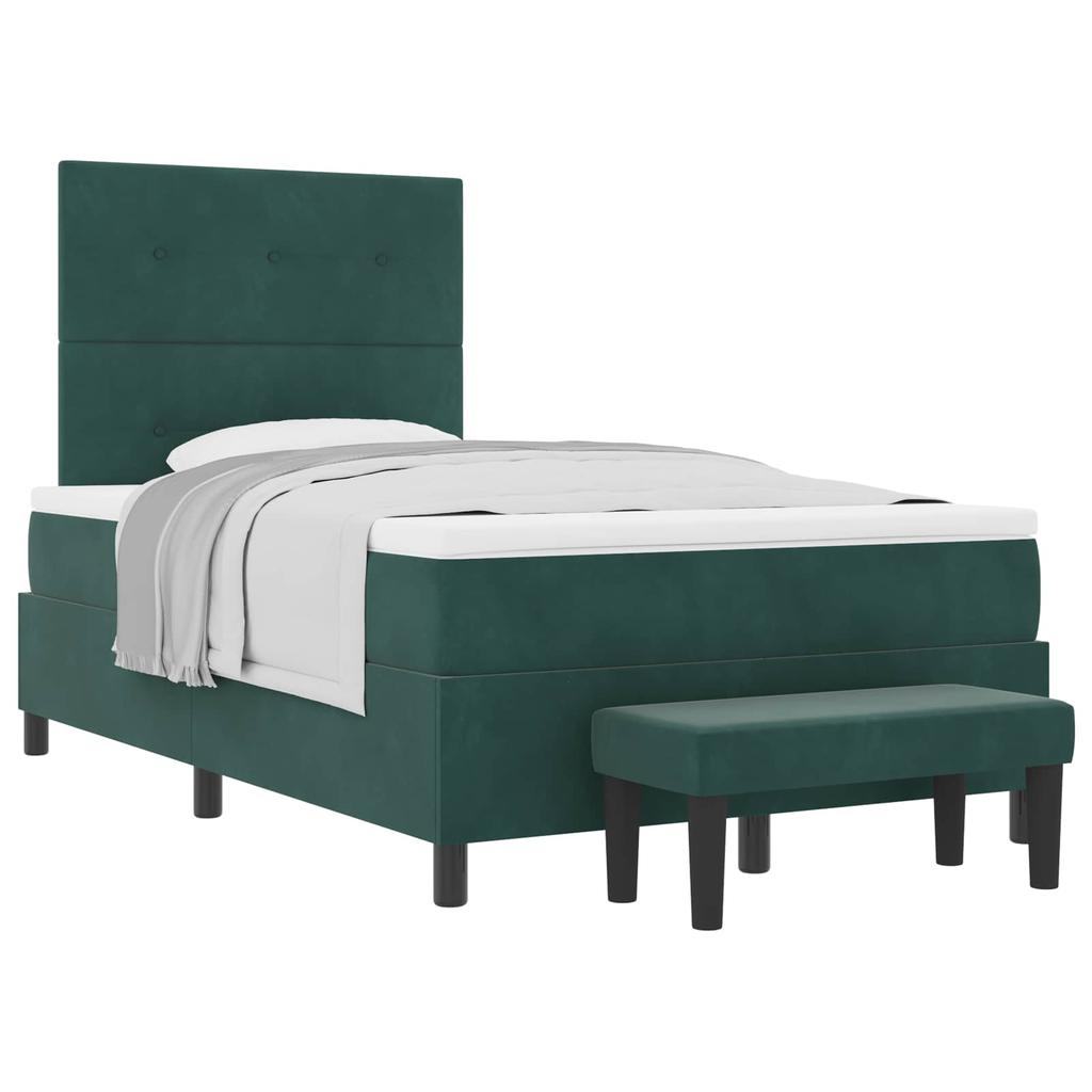 Box Spring Bed with Headboard Dark Green 120 x 200 cm Velvet