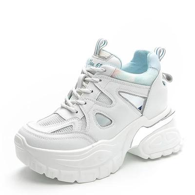 Модные 10,5 см сетчатые шлепанцы из натуральной кожи с скрытым каблуком, летние ботильоны, женские босоножки на платформе с полыми носками, дышащая обувь на танкетке