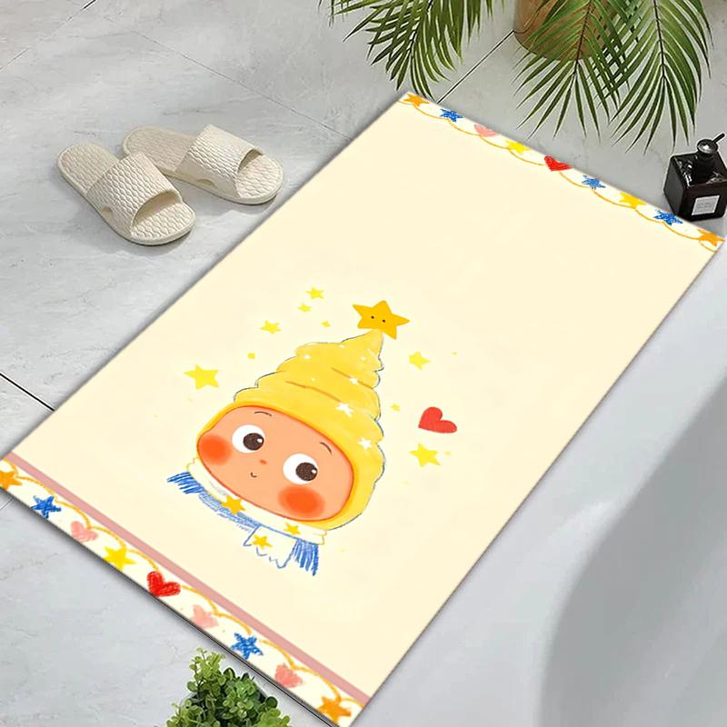 Twinkle Twinkle Star Friends Around Moon Carpet Printing Home Decor Bathroom Mat Fashion Room