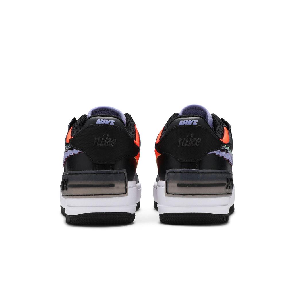 Nike Womens Air Force 1 Shadow SE 'Pixel Swoosh - Off Noir' (women's sizes) Off Noir / Hyper Crimson / Black / Light Thistle Skateboard Shoes