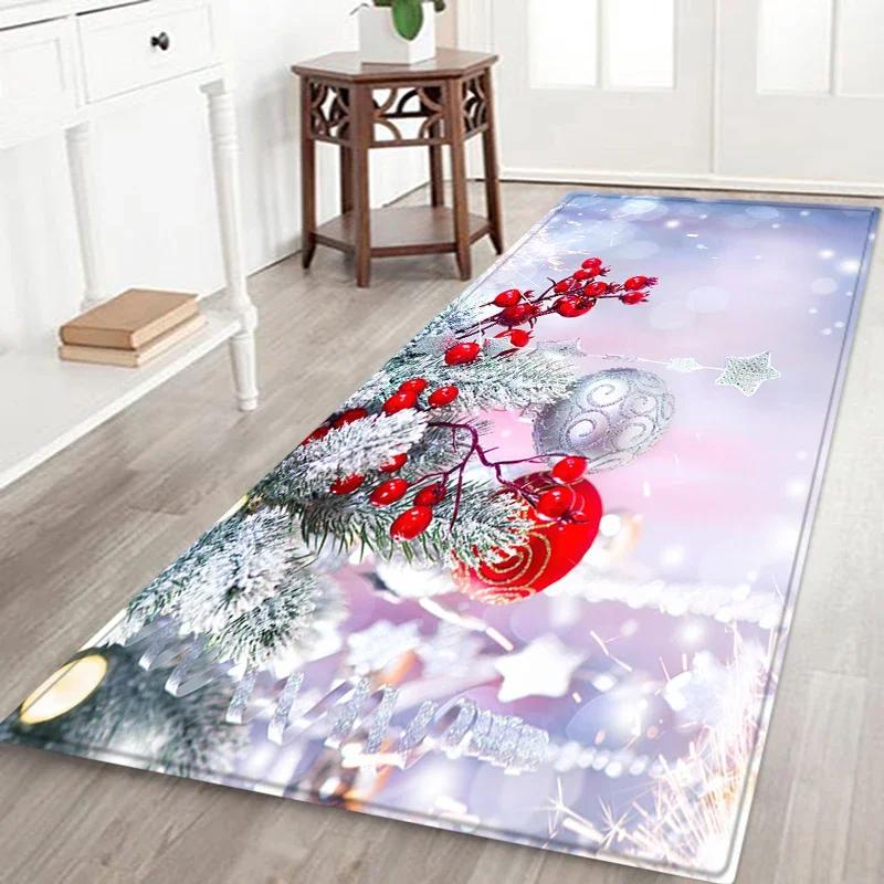 Christmas Kitchen Hallway Balcony Entrance Mat Decor Carpet for Living Room Bedroom Bedside Foot Pad Bath Non-Slip Floor Mat