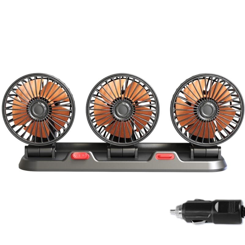 Car Fan USB 5V 12V 24V 2 Speed Electric Car Cooling Fan 3 Head Rotatable Quiet Strong Dashboard Cooling Air Circulators
