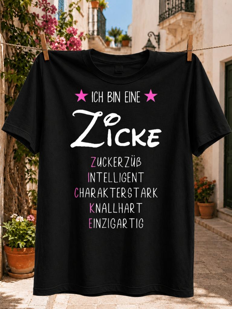 Ich Bin Eine Zickegerunisex Acrostic Traits Pink Stars And Handwritten Lettering Unisex All Unisex All Tshirt