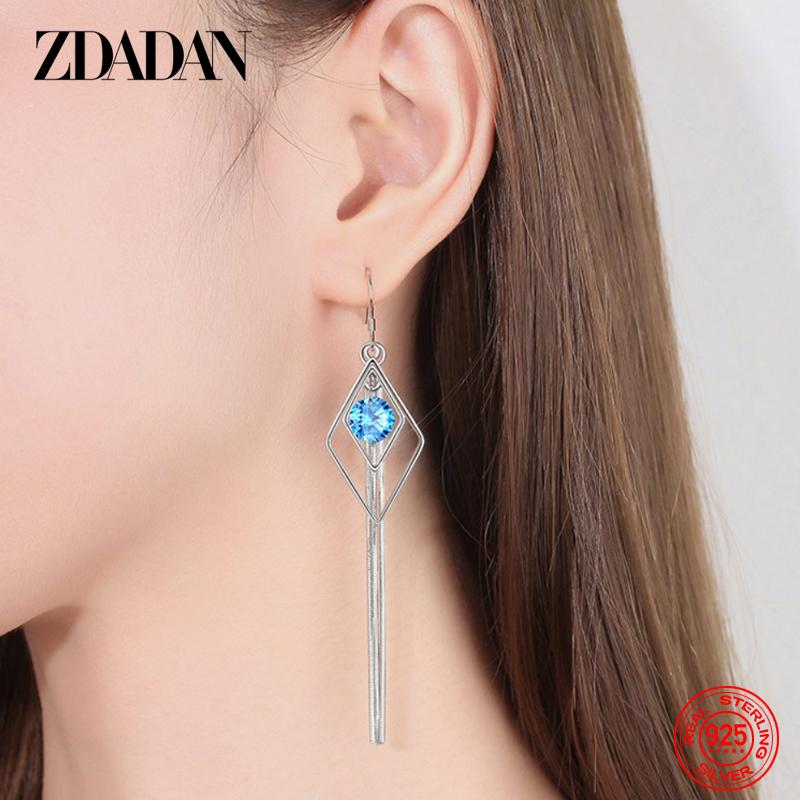 925 Sterling Silver Long Tassel Dangle Earrings For Women Fashion Wedding Jewelry Gift