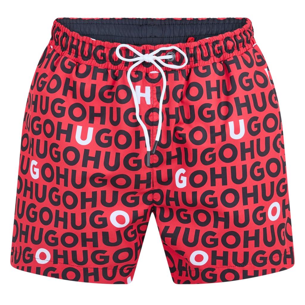 Hugo Mens Logo All-Over Print Regular Swim Shorts