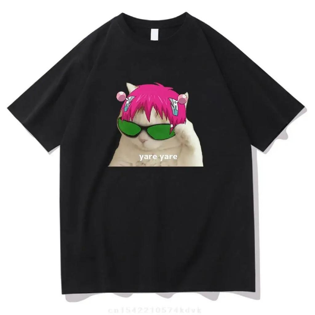 Горячая аниме футболка Saiki K Летние футболки Графические толстовки Кусуо Мужчины_женщины Хип-хоп толстовки Высококачественная хлопковая футболка