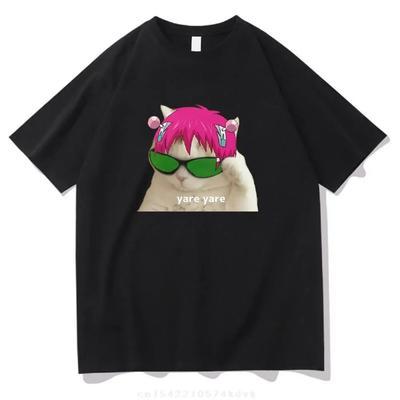 Горячая аниме футболка Saiki K Летние футболки Графические толстовки Кусуо Мужчины_женщины Хип-хоп толстовки Высококачественная хлопковая футболка