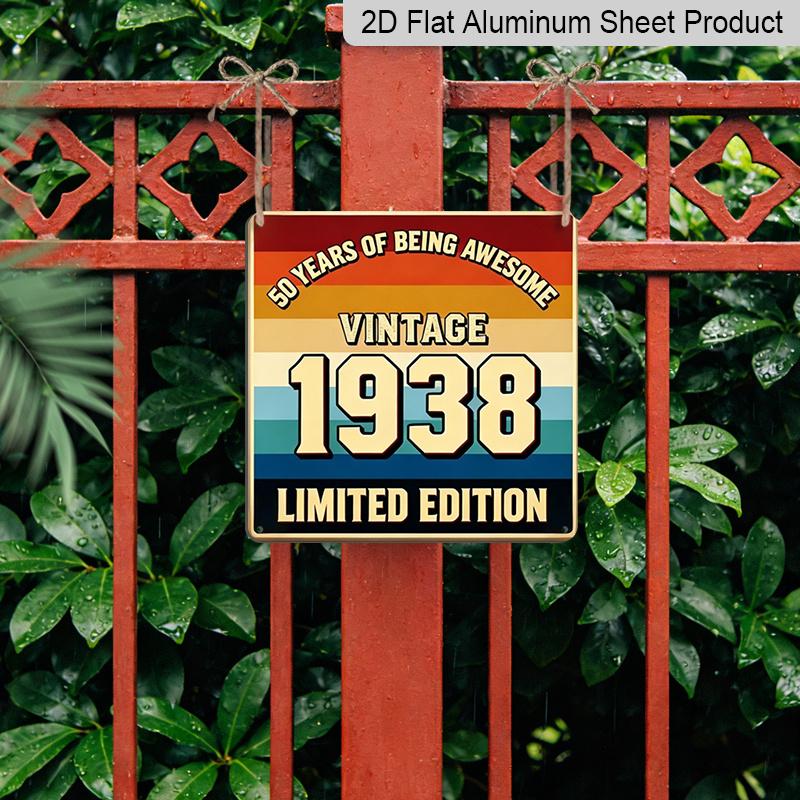 2D Flat 1pc, Retro Metal Aluminum Sign, Vintage 1938 Sign, Retro Style, Gifts for Parents Partner, Suitable for Garden Garage Storage Door Office